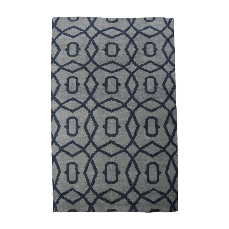 HAND KNOTTED WOOL Geometric AREA RUGS  - Rectangle Shape, Geometric Modern, Medium Pile Handmade Area Rugs for Living Room, Bed Room (N00533) image number 0