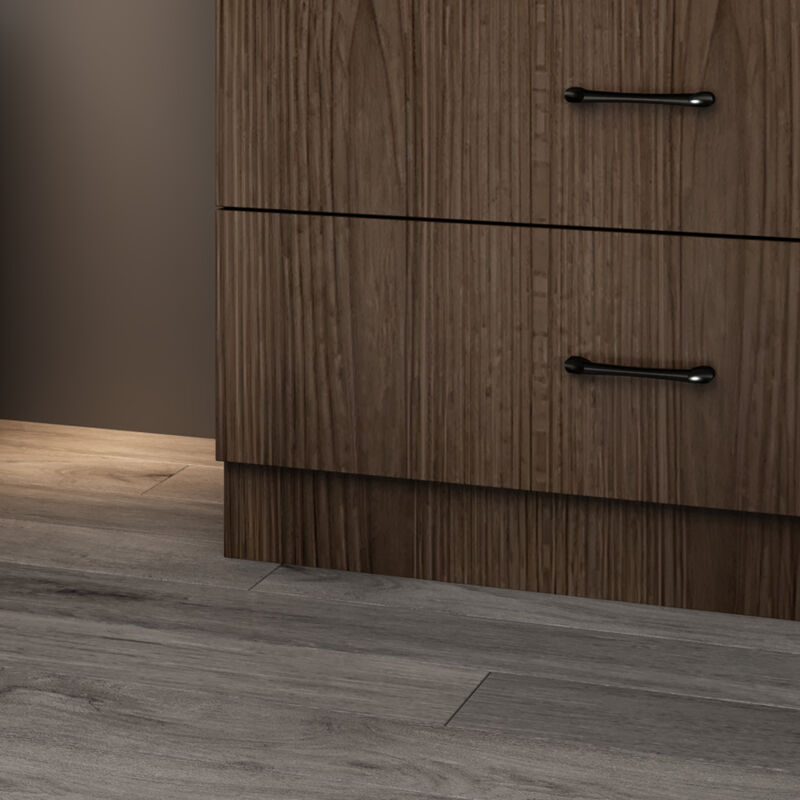 FUFU&GAGA 141.7" Woodgrain 6 Storage Cabinet with 9 Glass Doors & 6 Drawers, Tri-Color LED Lighting, Black Aluminum Frame (141.7 in. W x 15.7 in. D x 78.7 in. H) image number 5