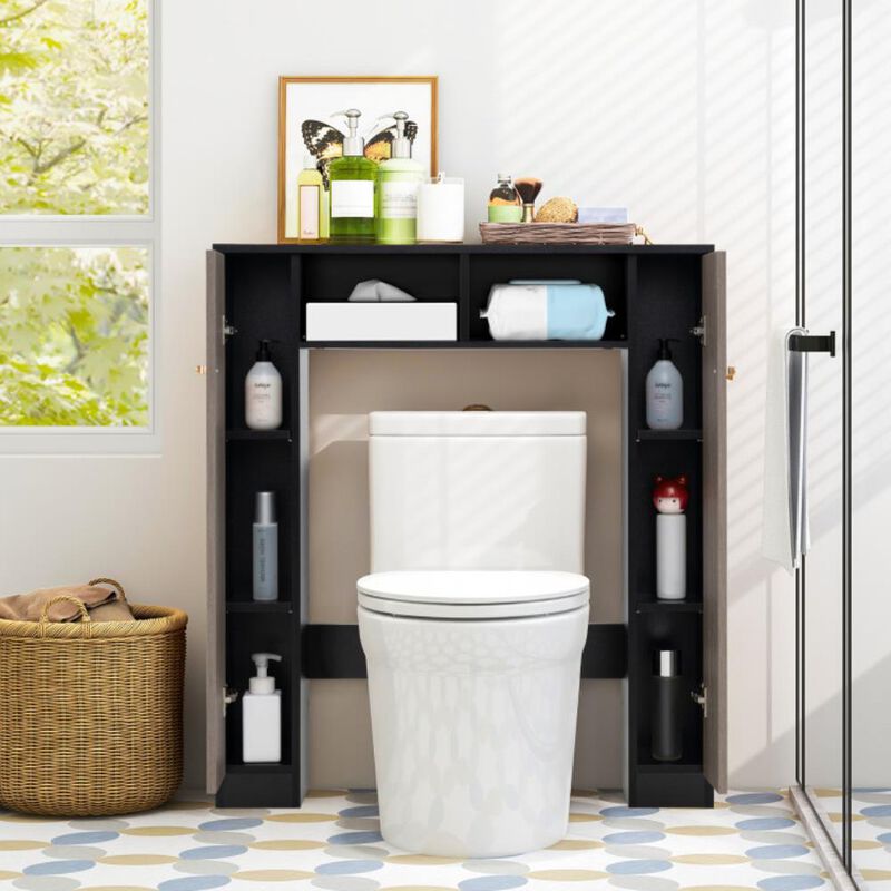Hivvago Over The Toilet Storage Cabinet with 2 Open Compartments and 4 Adjustable Shelves