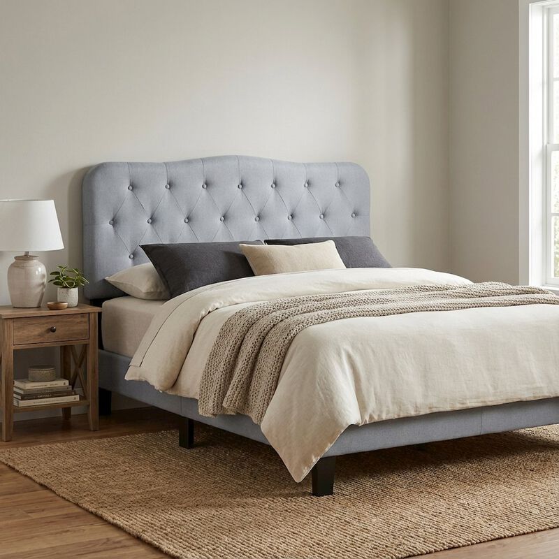 FurniFact Upholstered Twin Headboard with Soft Fabric and Sturdy Frame image number 3