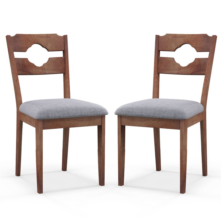 Dining Chair Set of 2 Fabric Upholstered Kitchen Chairs with Padded Seat and High Back