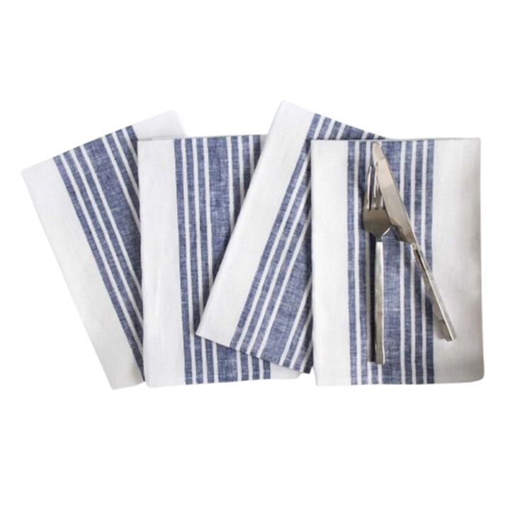 Solino Home 100% Pure Linen Dinner Napkins 20 x 20 Inch Set of 4 - Farmhouse