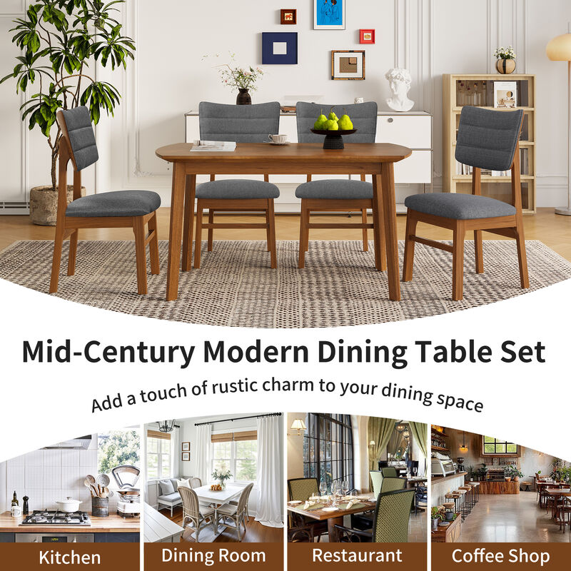 Whisen 4-Piece 16.9inch Upholstered Dining Chairs, Solid Rubber Wood Foam Mid-Century Modern for Kitchen Dining Room image number 5