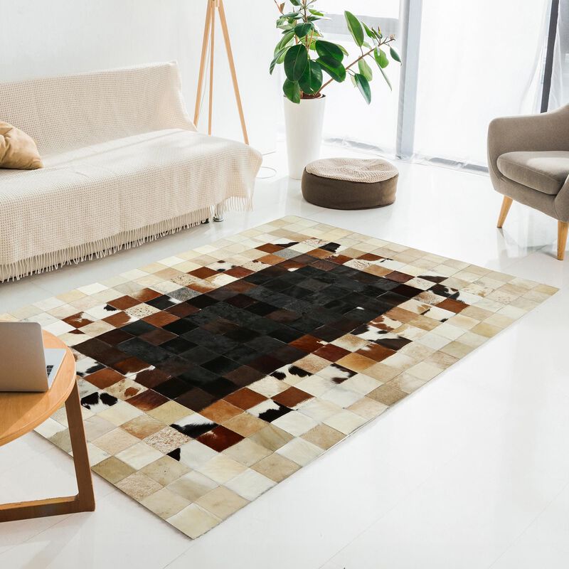 Natural Earth Tone Cowhide Patchwork Rug image number 1