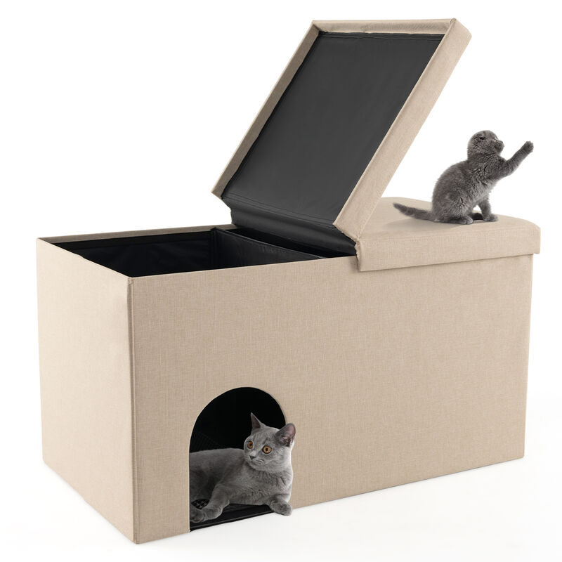 Cat Litter Box Enclosure Hidden Furniture with Urine Proof Litter Mat image number 0