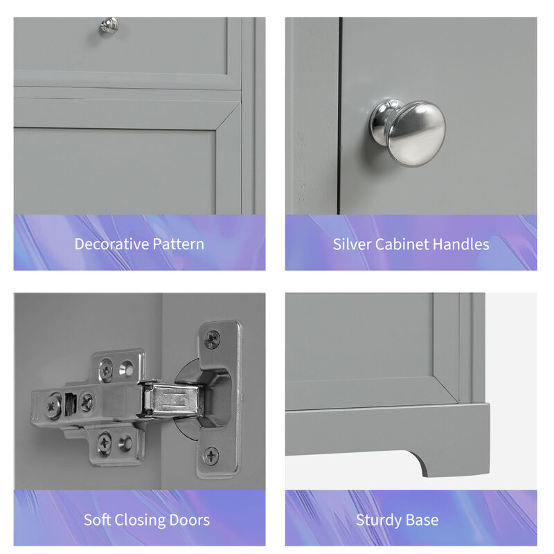 Whisen Minimalist Bathroom Vanity with Sink, Bathroom Cabinet with Soft Closing Door, Storage Rack and Adjustable Shelf - Black