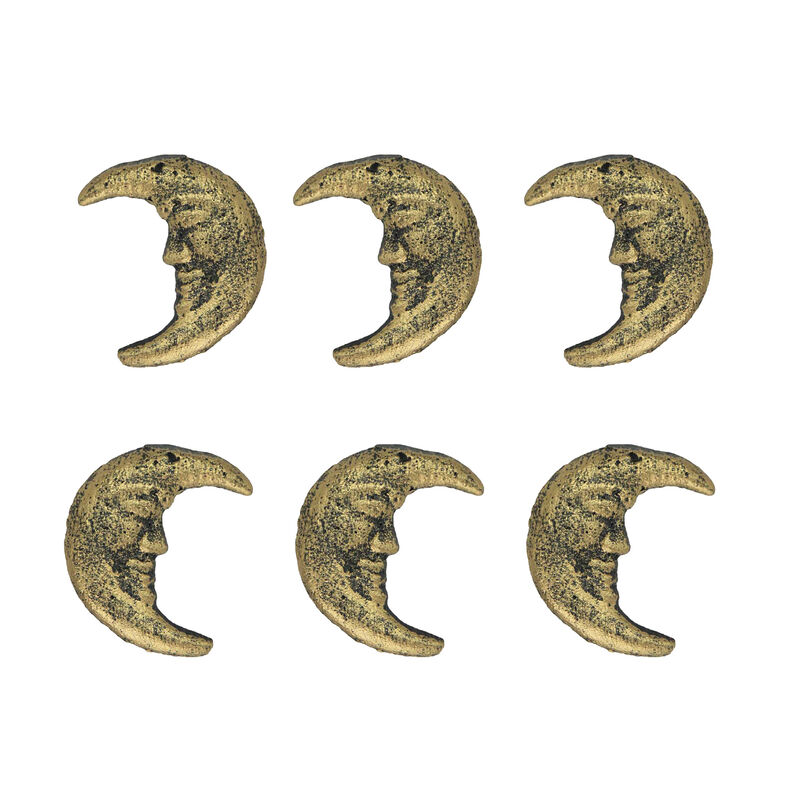 Set of 6 Gold Finish Cast Iron Crescent Moon Face Drawer Pulls - Decorative Cabinet Knobs for Celestial D&eacute;cor - Each 2 Inches High - Mystical Elegance image number 3