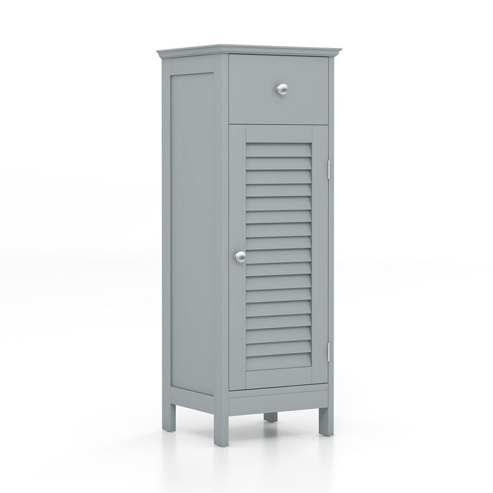 Woodern Bathroom Floor Storage Cabinet with Drawer and Shutter Door