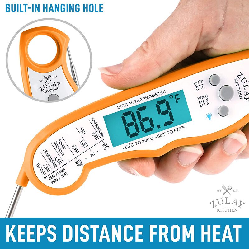 Waterproof Digital Meat Thermometer with Backlight, Calibration & Internal Magnetic Mount