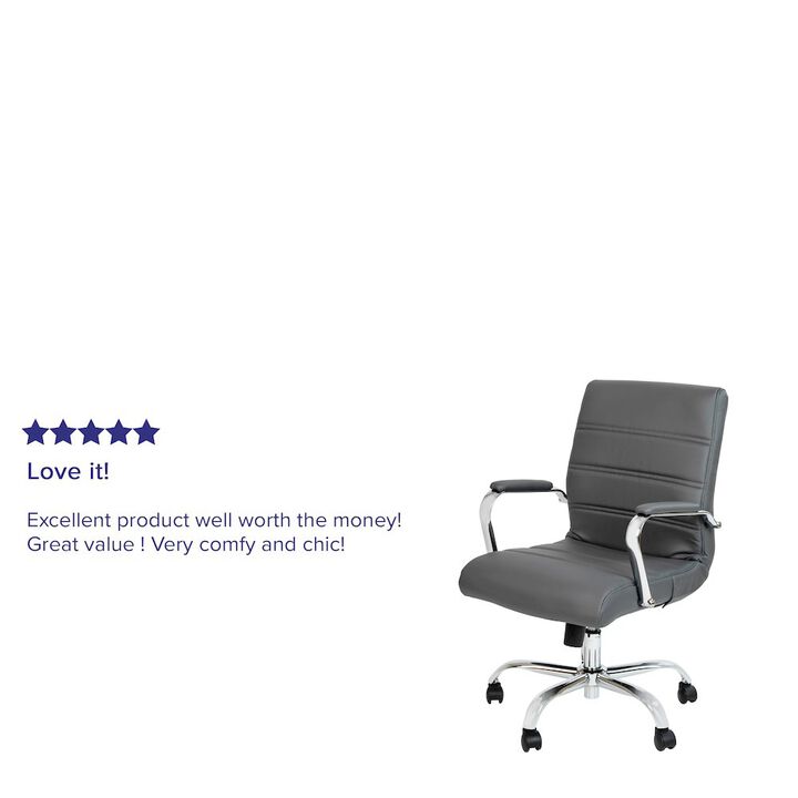 Flash Furniture Mid-Back Gray Executive Swivel Office Chair with Chrome Frame and Arms