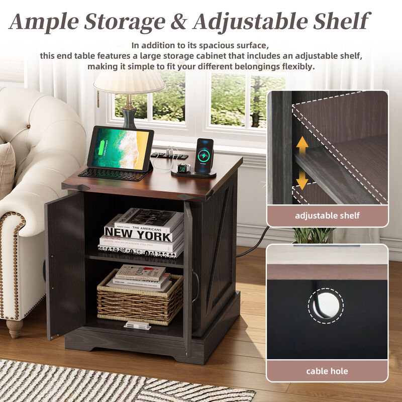 Merax Versatile Side Table End Table with Charging Statio