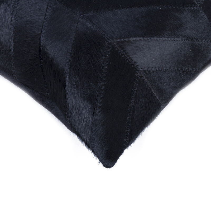 HomeRoots Set of Two 12" X 20" Black Lumbar Chevron Cowhide Throw Pillows image number 3
