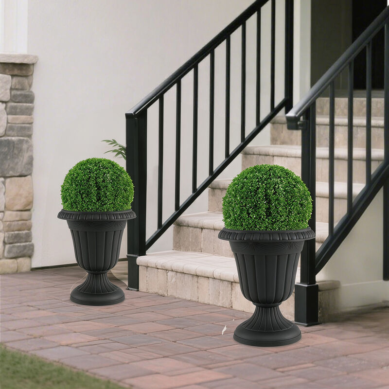 4 Pack Tall Planters with Pedestal Stand and Drainage Hole image number 3
