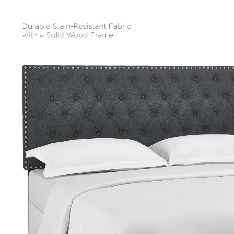 Modway - Helena Tufted Full / Queen Upholstered Linen Fabric Headboard Gray image number 3