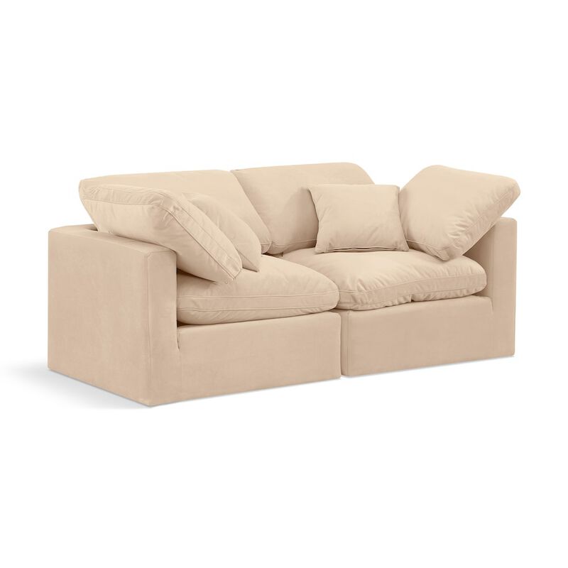Meridian Furniture Indulge Beige Velvet Modular Sofa