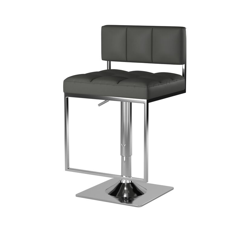 Classic Adjustable Metal Bar Stool, Gray & Silver