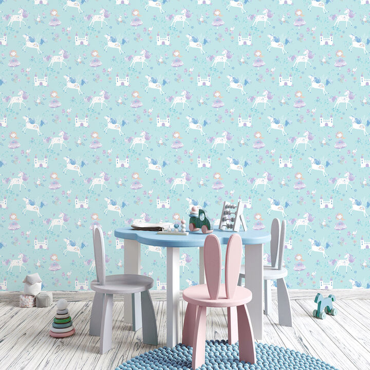 Just 4 Kids 2 Unicorns and Princesses Blue Wallpaper G56524