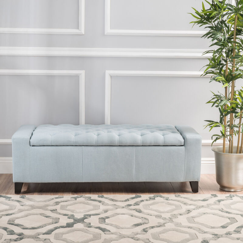 Merax Fabric Upholstered Storage Ottoman for Living Room, Bedroom