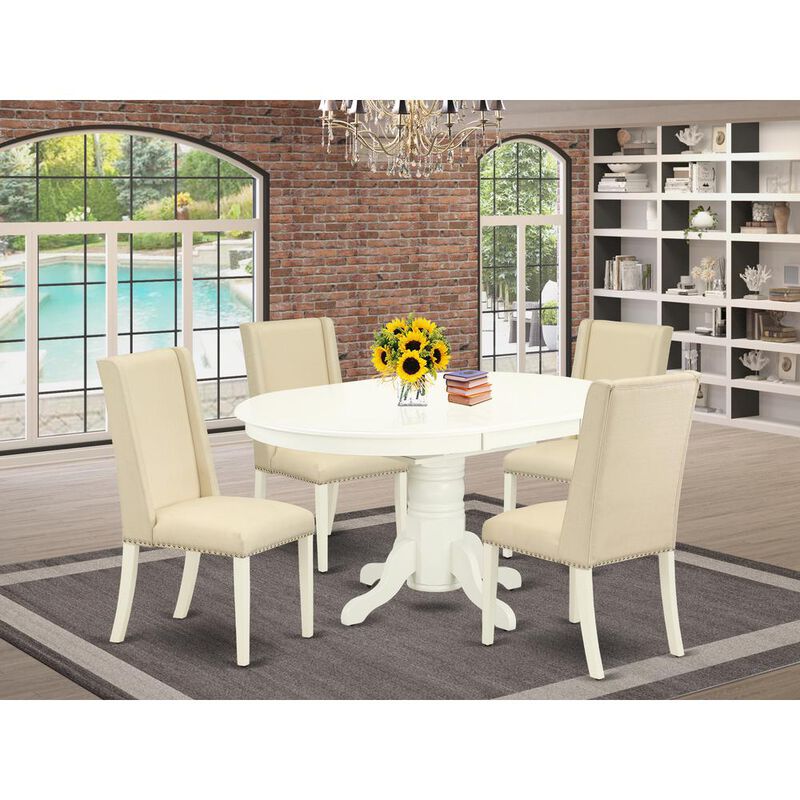 East West Furniture Dining Room Set Linen White