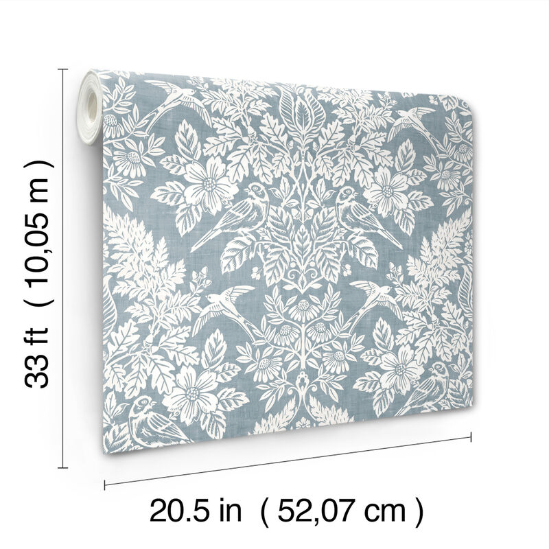 Finch Light Blue Woodland Wallpaper image number 3