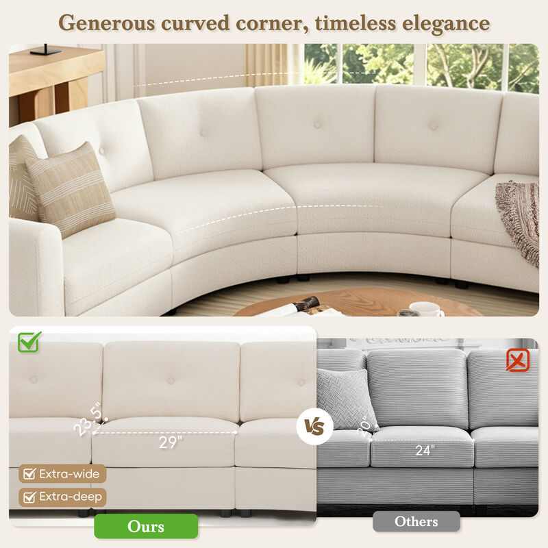 Merax Curved Modular Sectional Sofa with Customizable Layout, High-Resilience Foam & Pocket Spring Seats image number 7