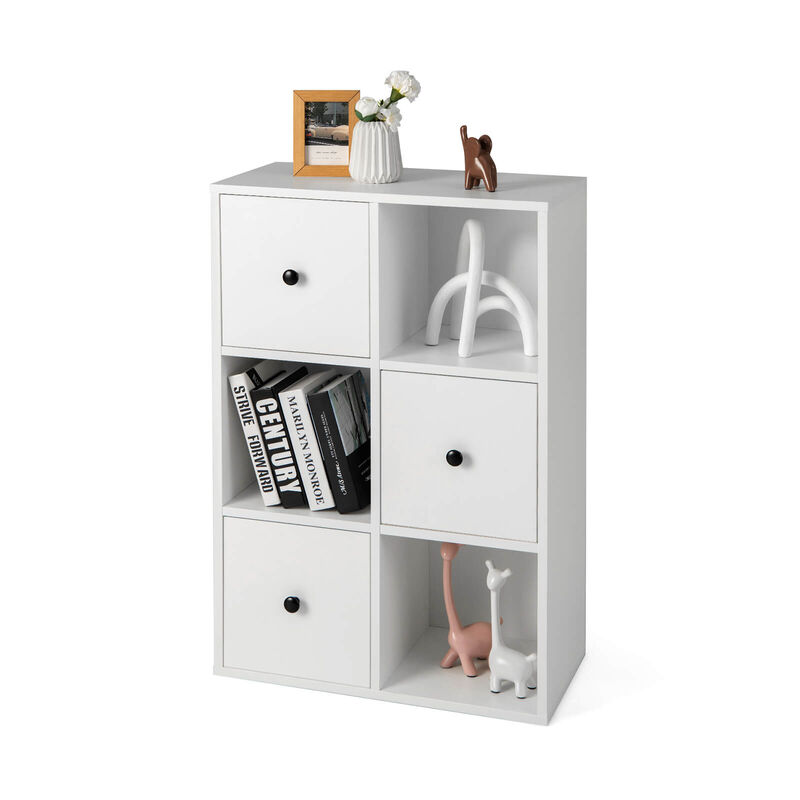 3-Tier Bookshelf with Anti-toppling Device for Living Room