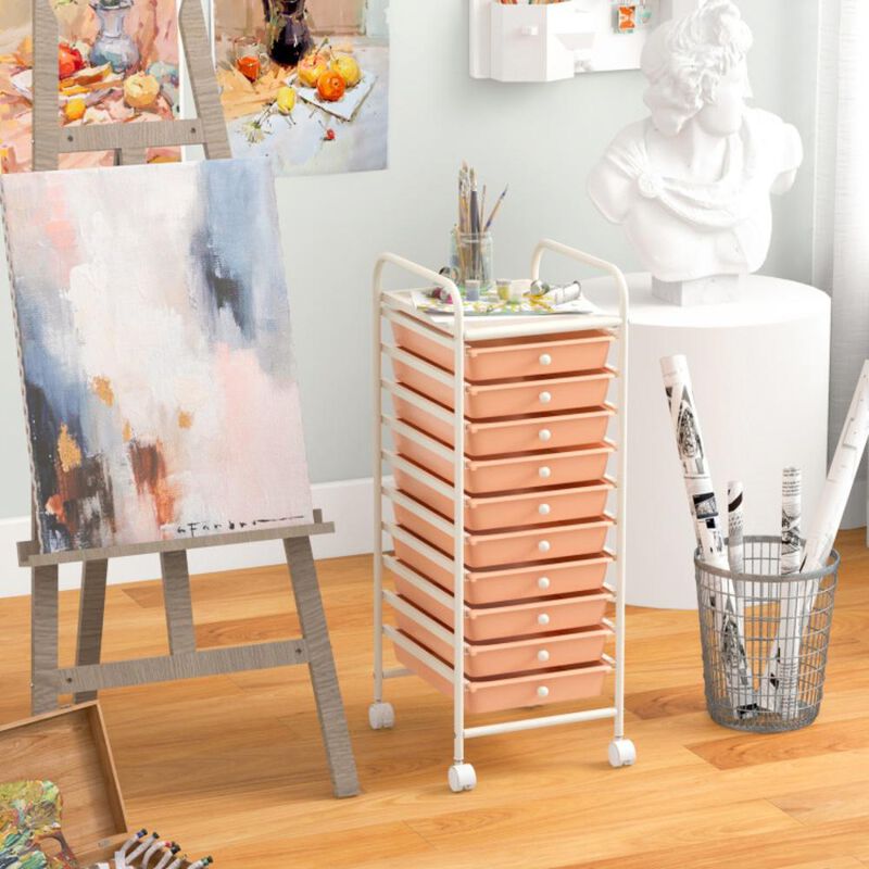 Hivvago 10 Drawer Rolling Storage Cart Organizer with 4 Universal Casters