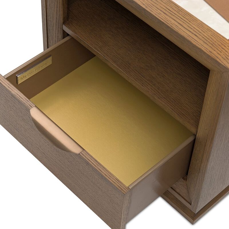 Portrait 1-Drawer Nightstand with LED Lights - Sienna Brown image number 9