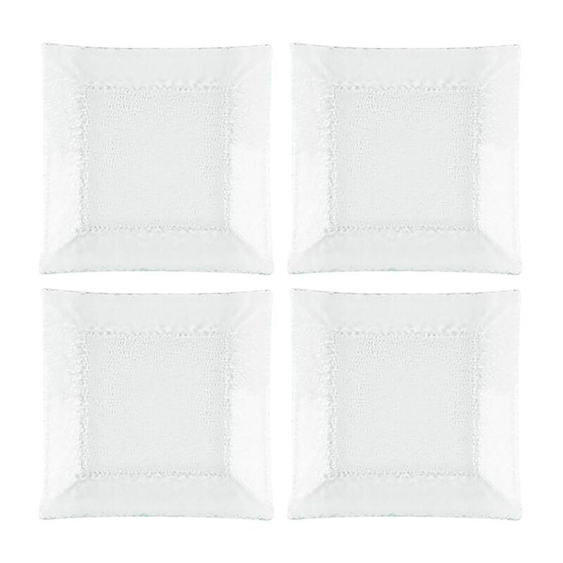 Glass Dinnerware 6.25" x 6" Square Clear Glass Plate (Set of 4)
