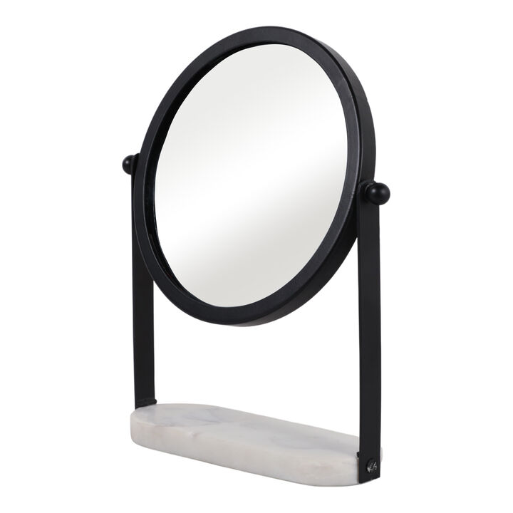 10x7" Table Top Mirror Marble Base, Black/white