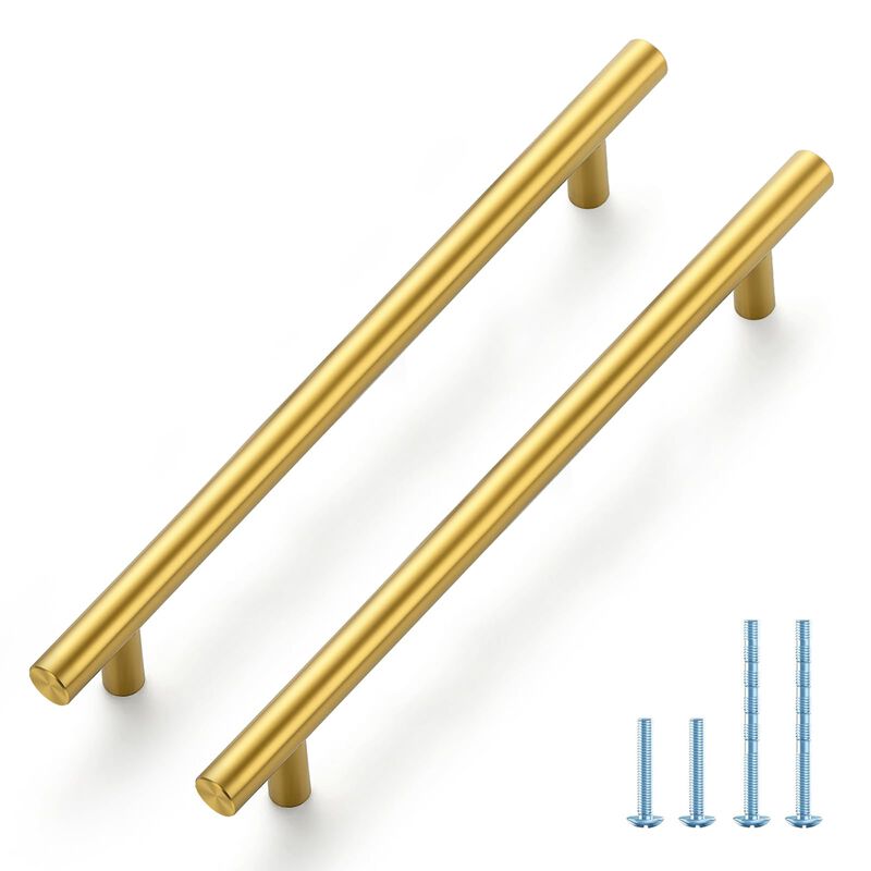 JOY DECOR 30 Pack 10 Inch Cabinet Pulls Kitchen Cabinet Handles with 7-1/2 Inch Hole Center Brushed Brass Cabinet Hardware Stain