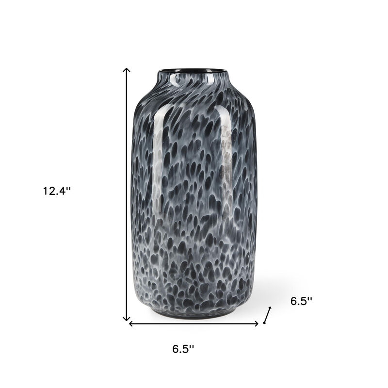 HomeRoots 12" Black Mottled Cylinder Glass Table Vase image number 2