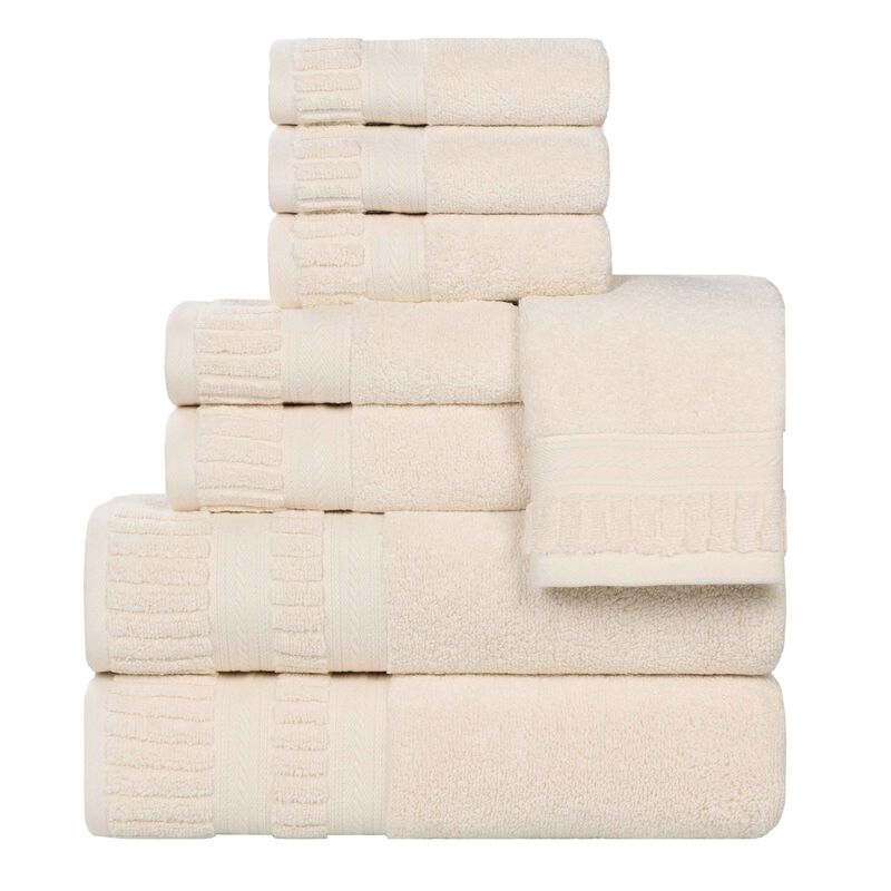 8 Piece Zero Twist Cotton Bath Towel Set Plush Quick Dry Towels image number 0