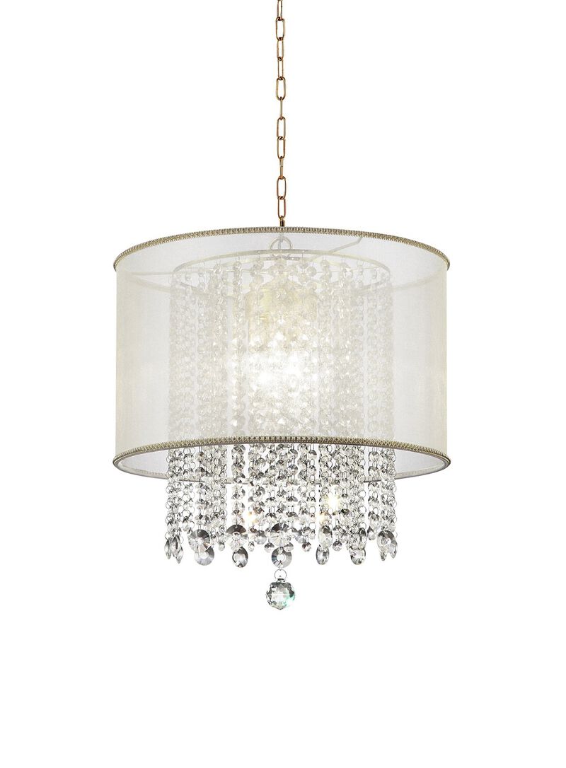 Hivvago Primo Gold Finish Ceiling Lamp with Crystal Accents and White Shade