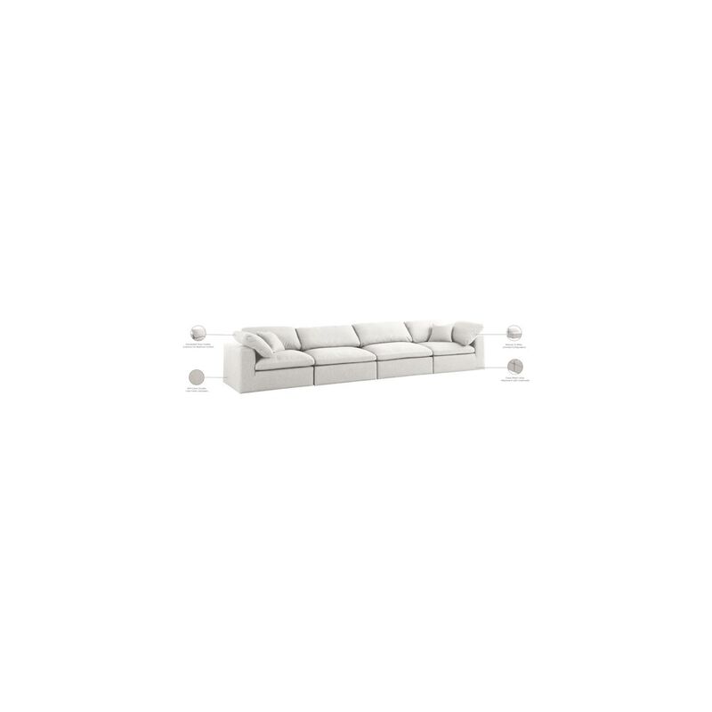 Meridian Furniture Serene Cream Linen Textured Fabric Deluxe Comfort Modular Sofa