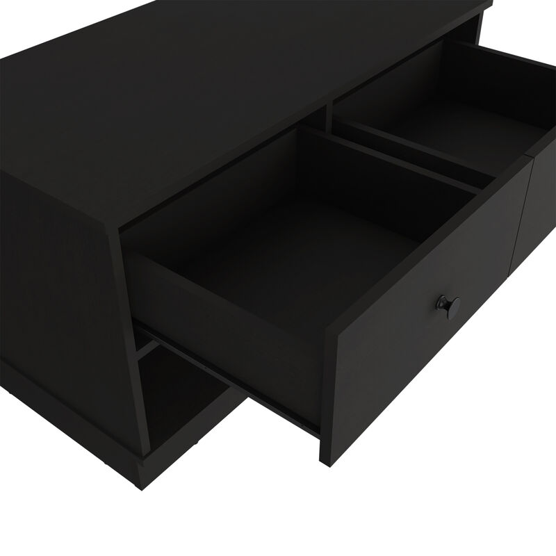DEPOT E-SHOP Uranus Storage Bench, Two Drawers, Two Open Shelves, Black image number 7