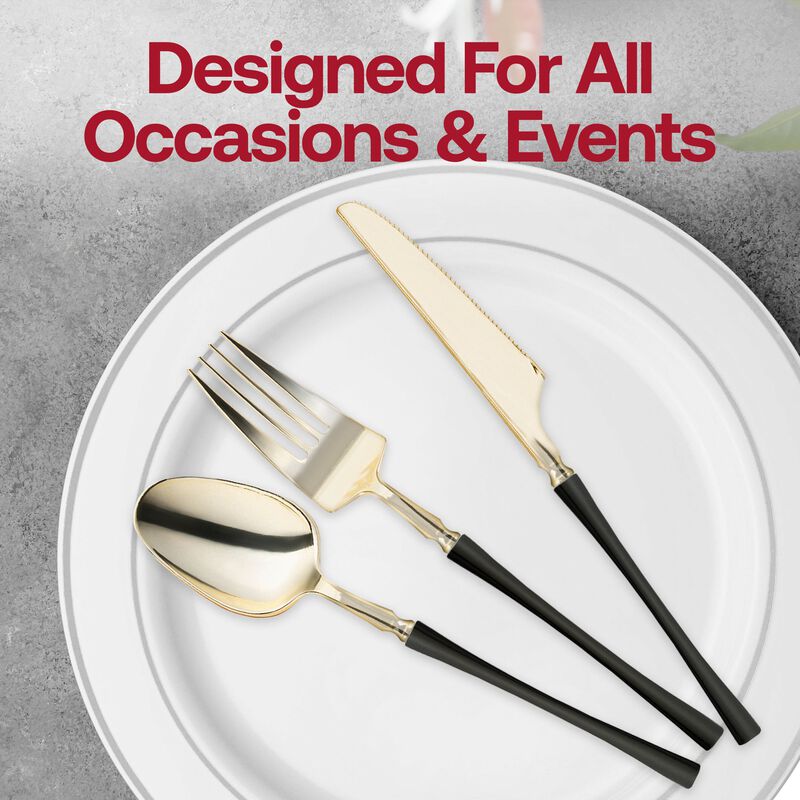 Gold with Black Handle Moderno Plastic Dinner Knives (240 Knives) image number 7