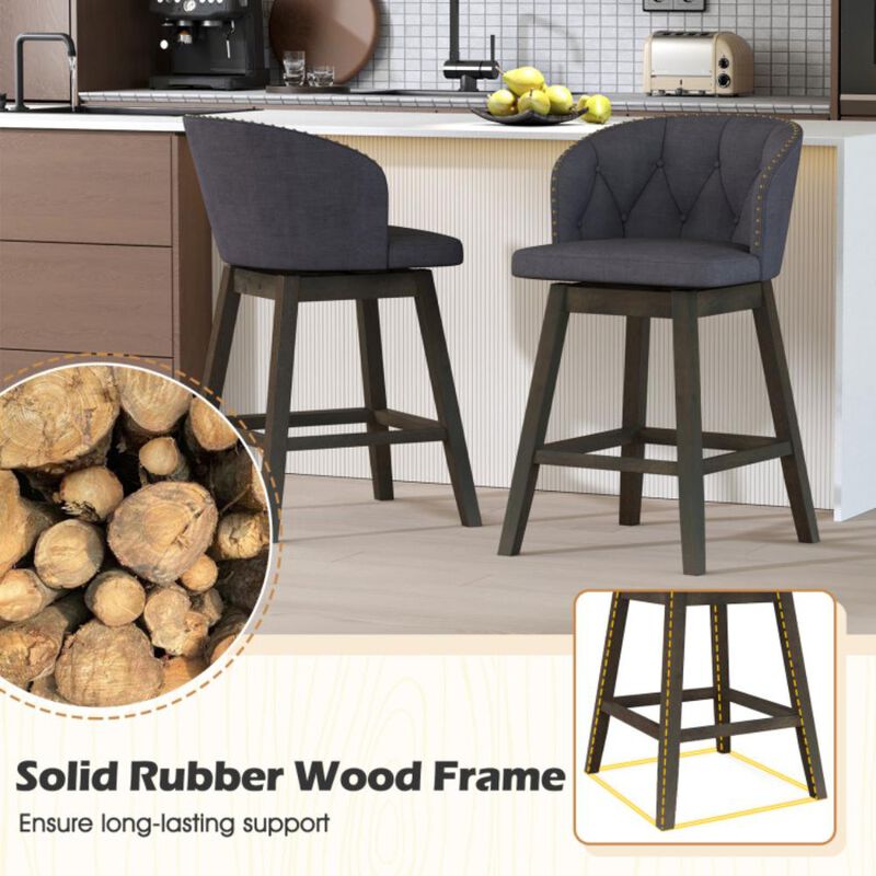 Hivvago Counter Height Fabric Upholstered Bar Stools Set of 2