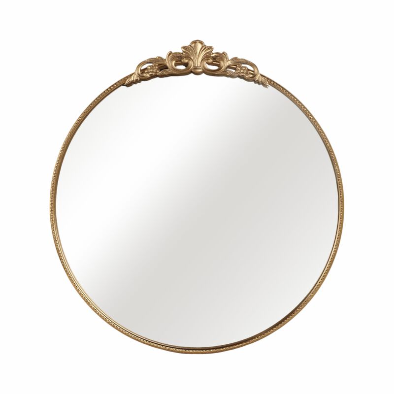 36" Fleur Applique Round Mirror, Gold Wb image number 0