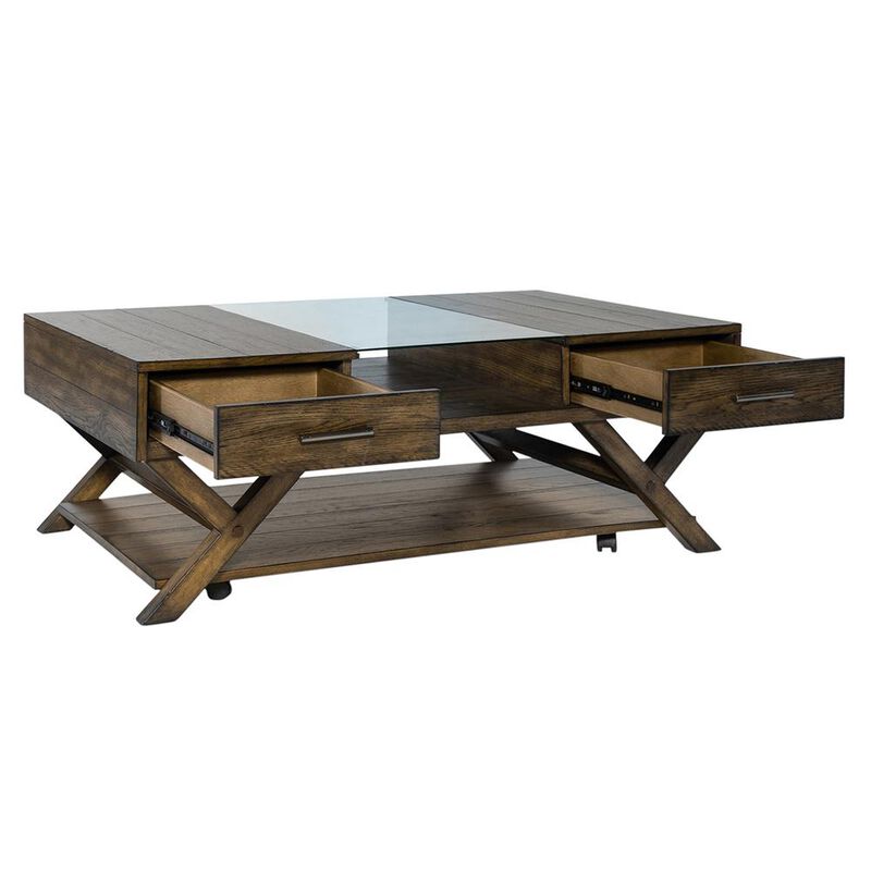 Liberty Furniture Lennox Display Cocktail Table in Weathered Chestnut image number 6