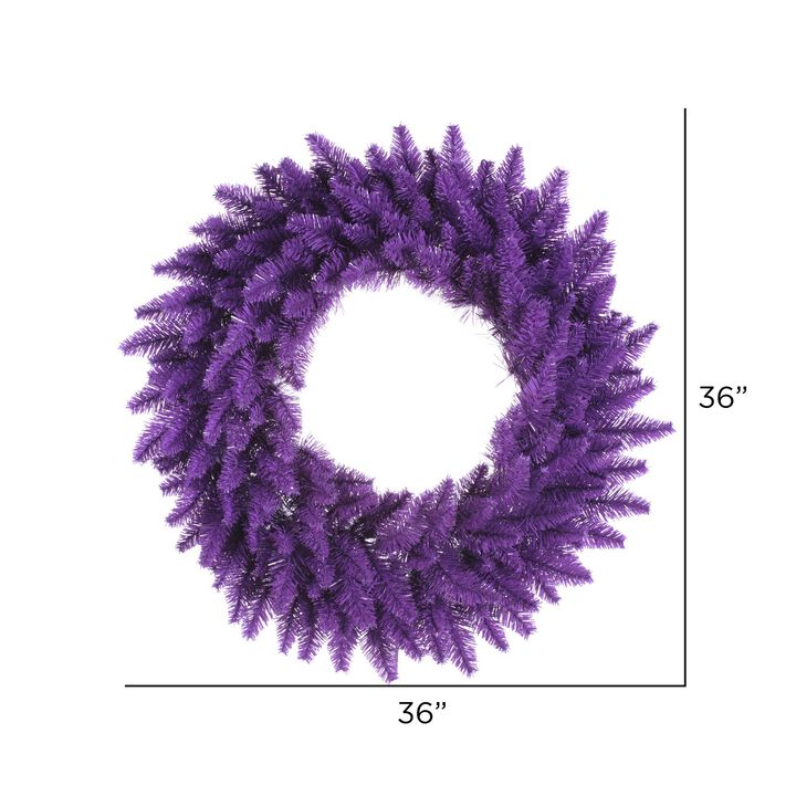 Vickerman 36" Purple Fir Artificial Christmas Wreath, Purple Dura-Lit LED Lights. - Faux Fir Christmas Wreath - Indoor Seasonal Home Decor