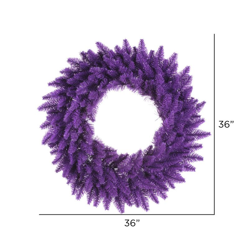 Vickerman 36" Purple Fir Artificial Christmas Wreath, Purple Dura-Lit LED Lights. - Faux Fir Christmas Wreath - Indoor Seasonal Home Decor image number 1