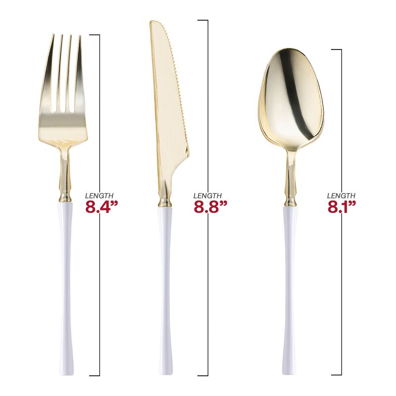 Gold with White Handle Moderno Plastic Cutlery Set (240 Sets) image number 2