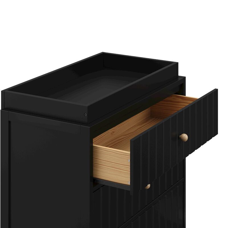 Graco Teddi 3 Drawer Chest with Changing Table Topper (Black)