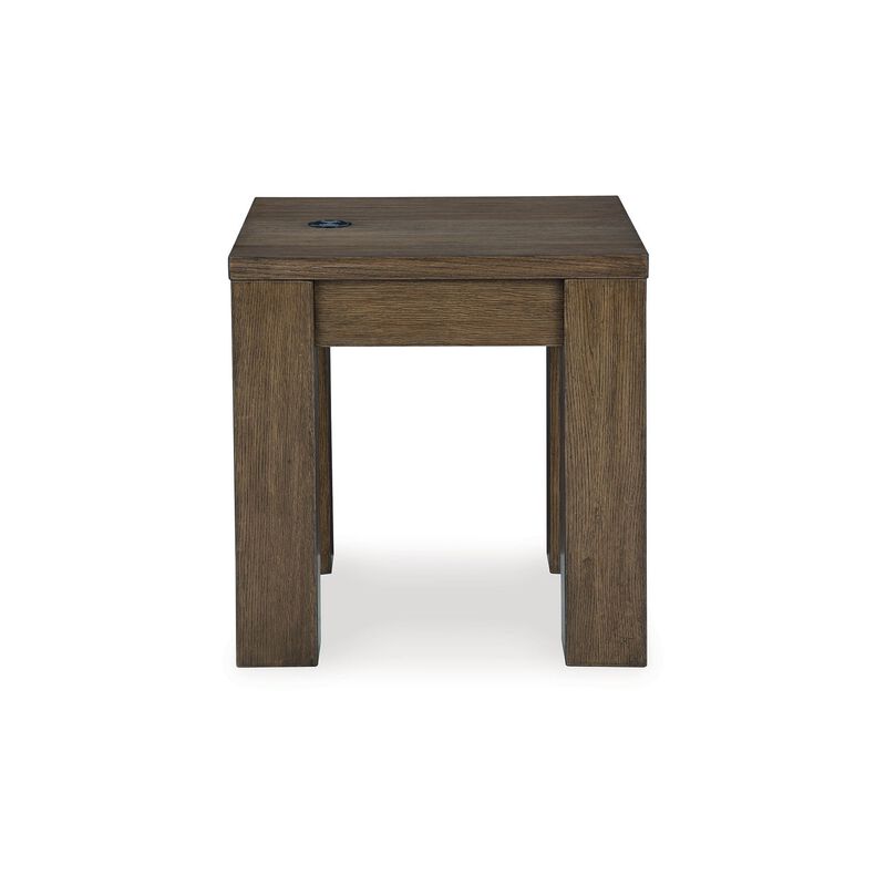 Wain Side End Table, Wireless Charging, Rectangular 24 Inch Brown Wood