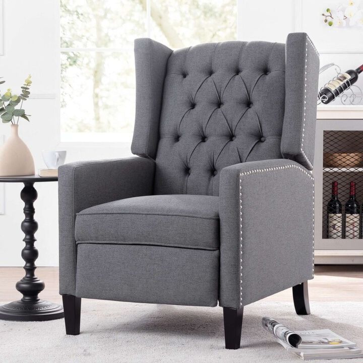 Olympia Bay, Inc. - 27" Wide Manual Wing Chair Recliner; Teal Blue