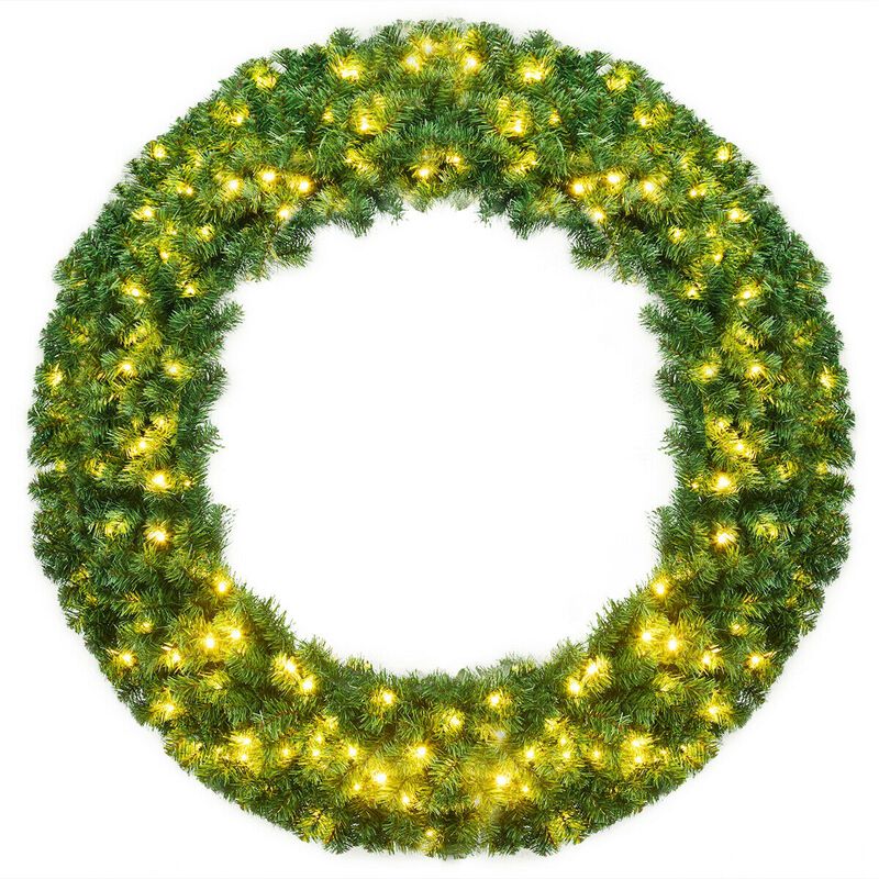 48 Inch Pre-lit Cordless Artificial Christmas Wreath image number 6