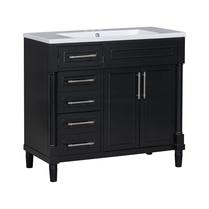 36'' Bathroom Vanity with Top Resin Sink, Black