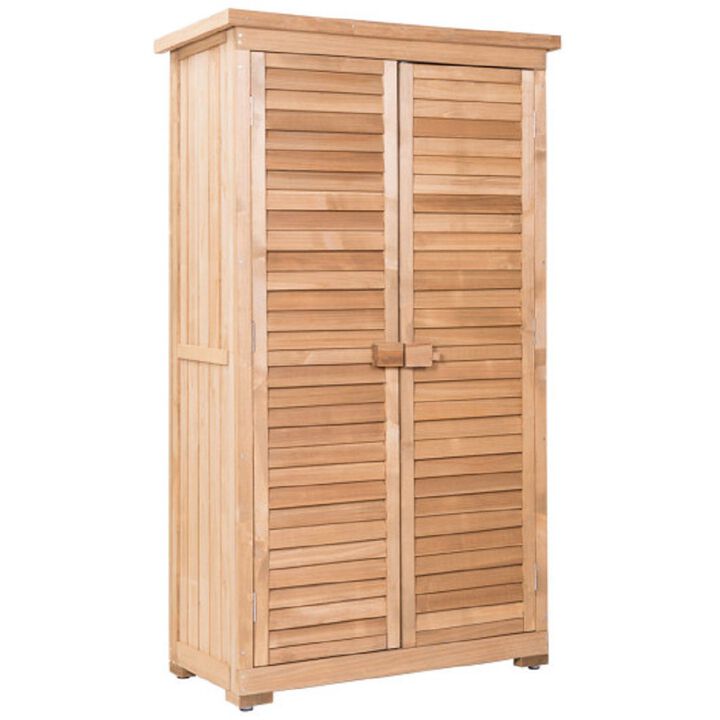Wooden Garden Storage Shed with Shutter Design for Outdoor Organization