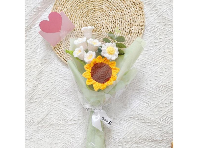 White Artificial Sunflower Flower Stems Home Decor Crochet image number 1